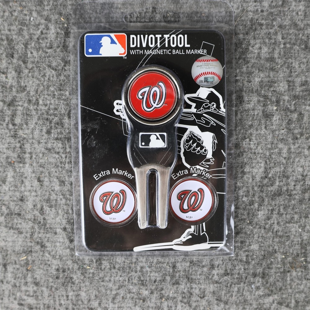 Washington Nationals Divot Tool 3 Magnetic Ball Markers Team Golf MLB Red Silver